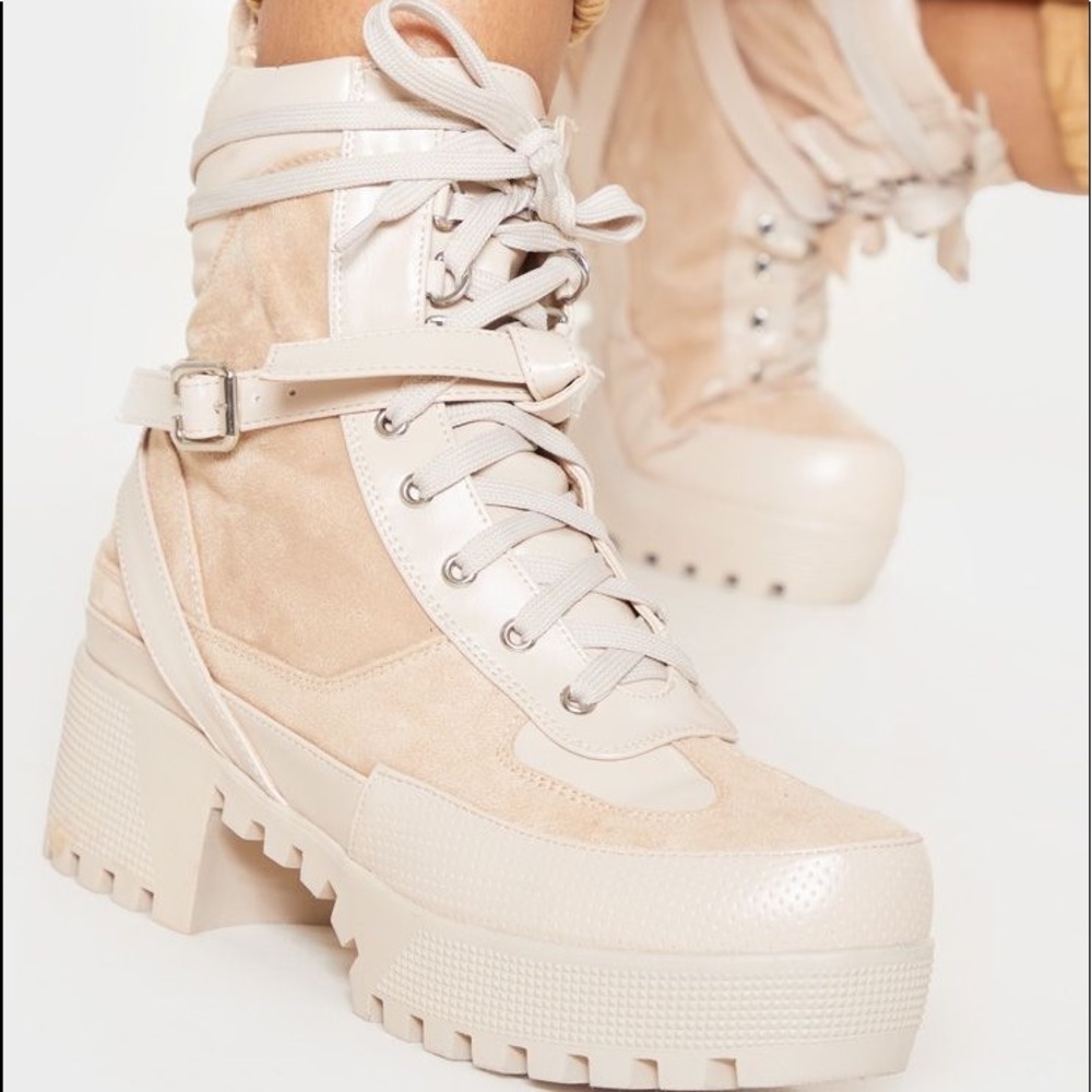 desert style boots! 
Faux Leather & Suede
2" Heel